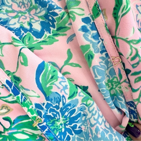 Lilly Pulitzer Cristiana floral long-sleeve dress Conch Shell Pink Rumor Has It - Picture 5 of 16